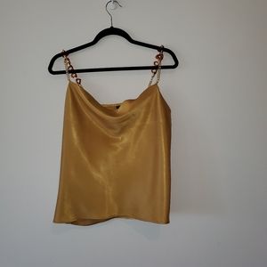 NWOT Gold Satin Chain Cami top Size 8